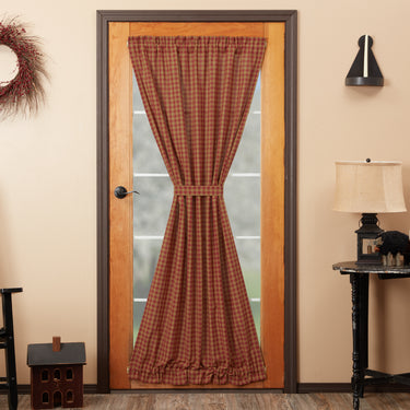 Burgundy Check Scalloped Door Panel 72